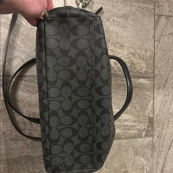 Coach Black Monogram Tote with Leather Handles - Picture 12 of 15